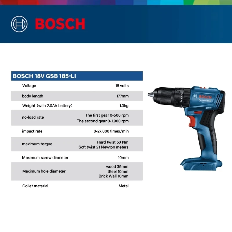 ボッシュ GSB 185-LI 18V ブラシレス コードレ - Bosch Drill Gsb 18V のレビューと価格
